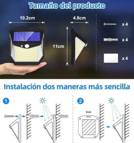 Foco Vanranger y sus medidas detalladas, y su explicación gráfica de su instalación