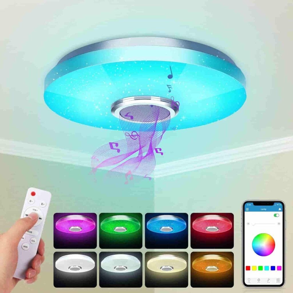 Lámpara de techo Zxich, con control remoto y sonido