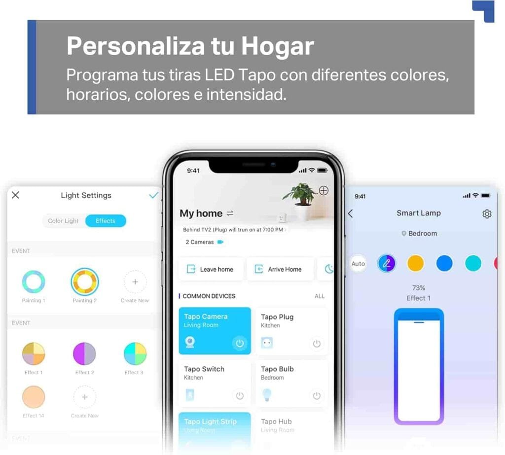 Opción de personalizar la iluminación con la tira led Tapo