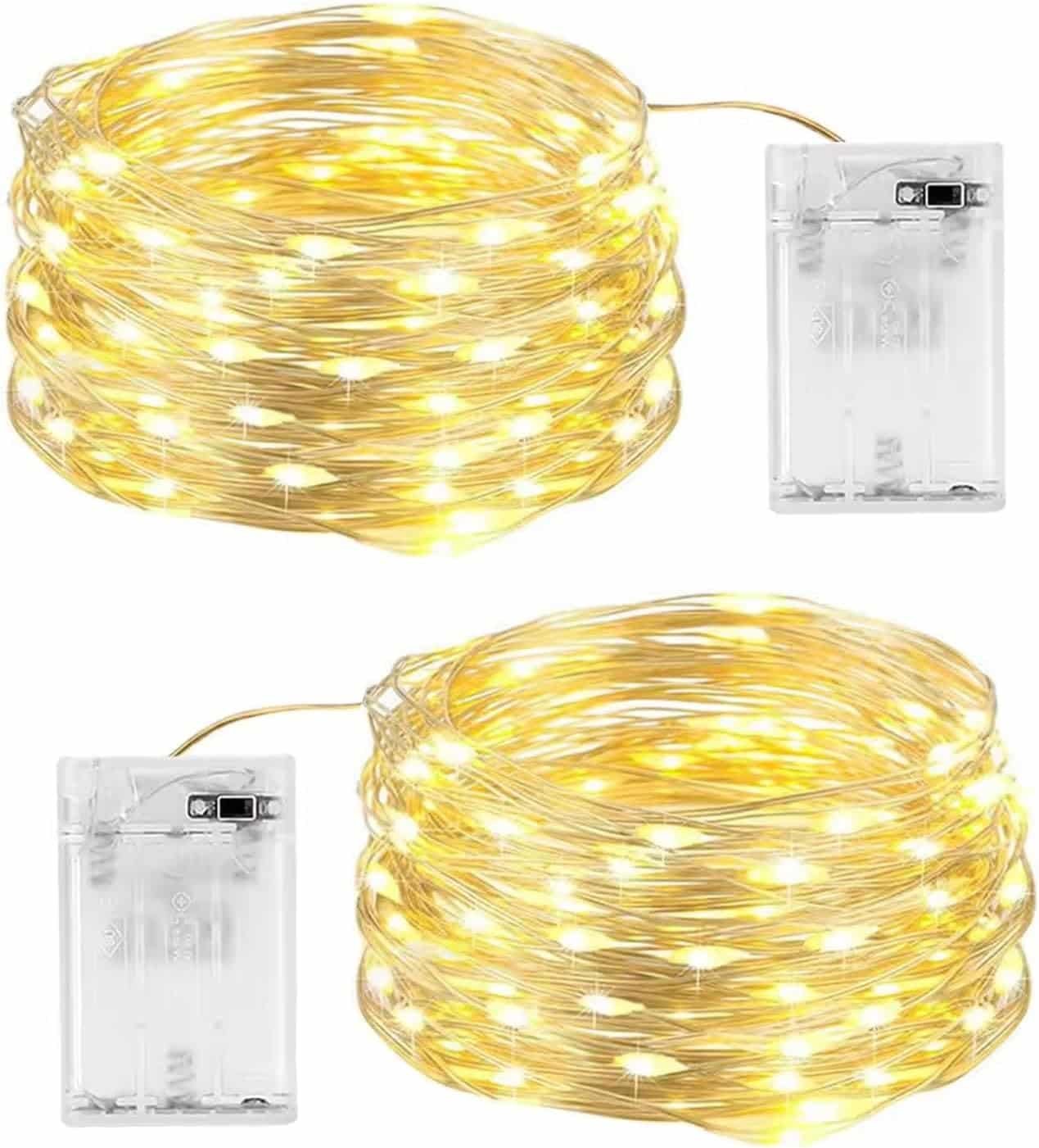 Presentación de 2 cadena de luces led a pilas Shubeieumi