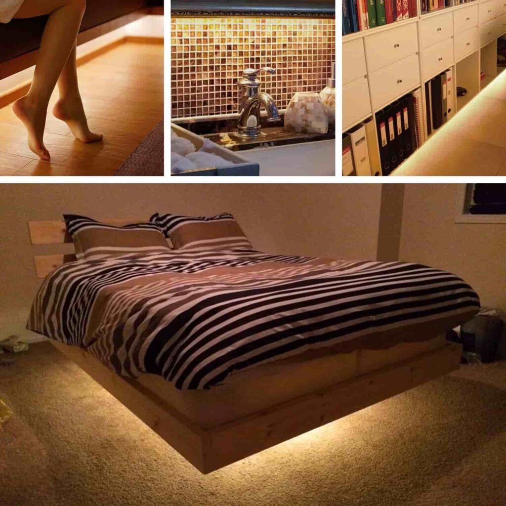 Diferentes usos de la tira led Uniks para decoración de habitaciones, baños, cocinas o suelos