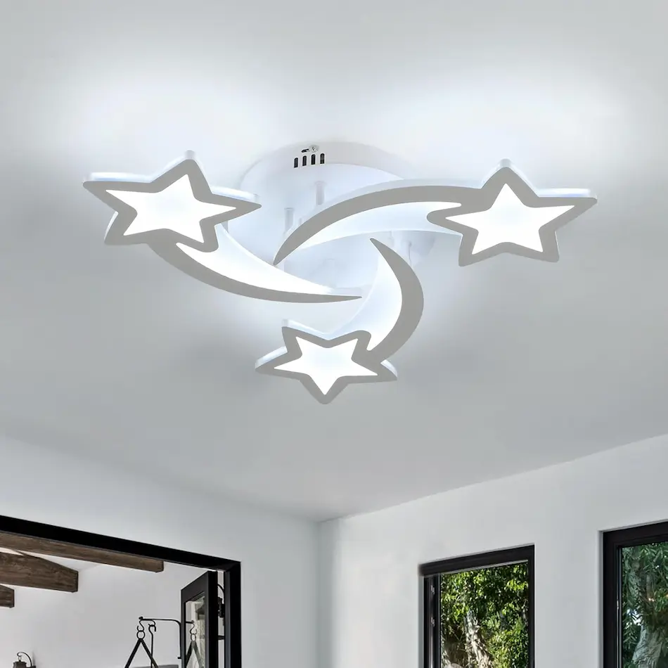 Lámpara de techo moderna Goeco, con forma circular compuesta por 3 estrellas 