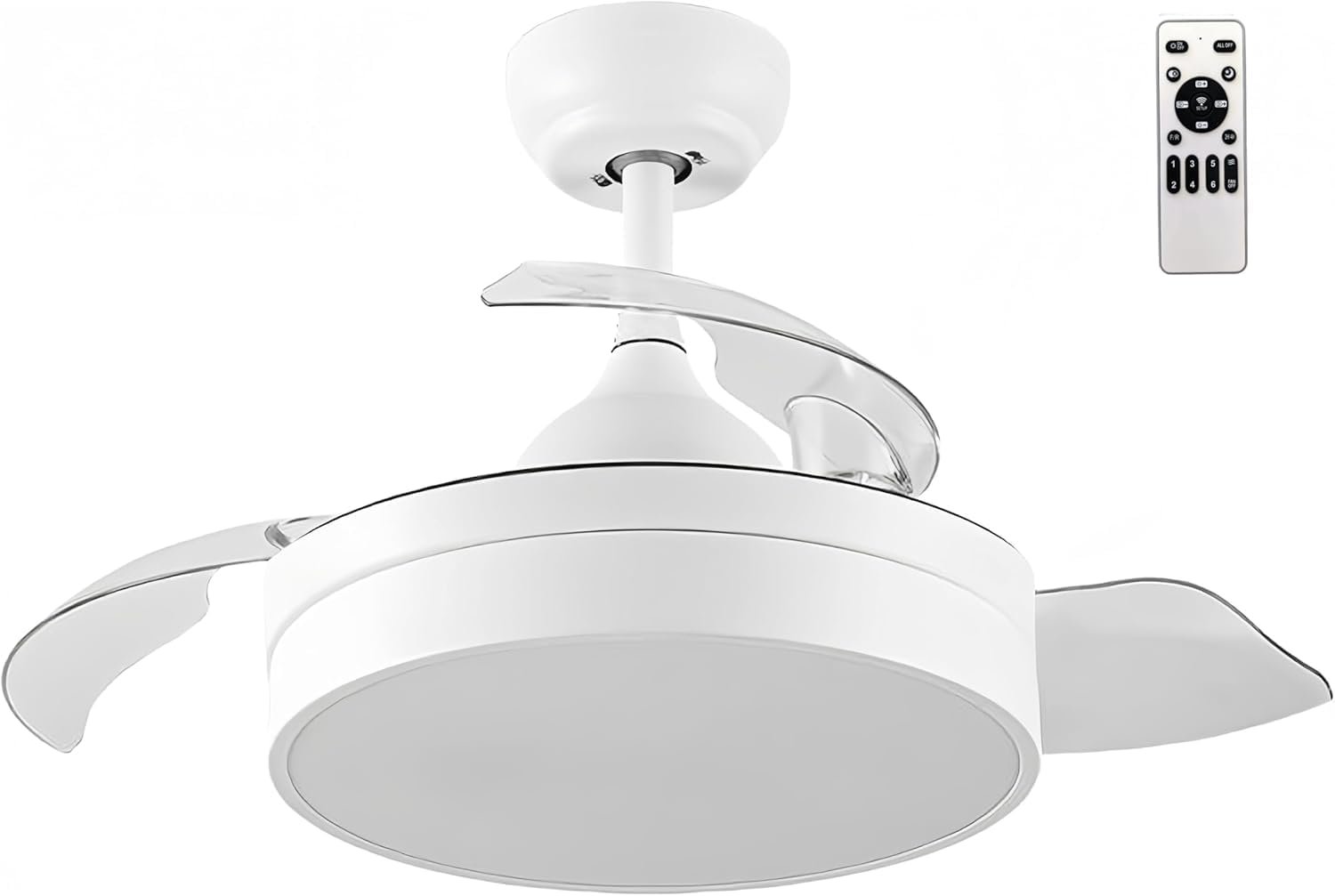Ventilador de techo Leduni blanco y mando del mismo color