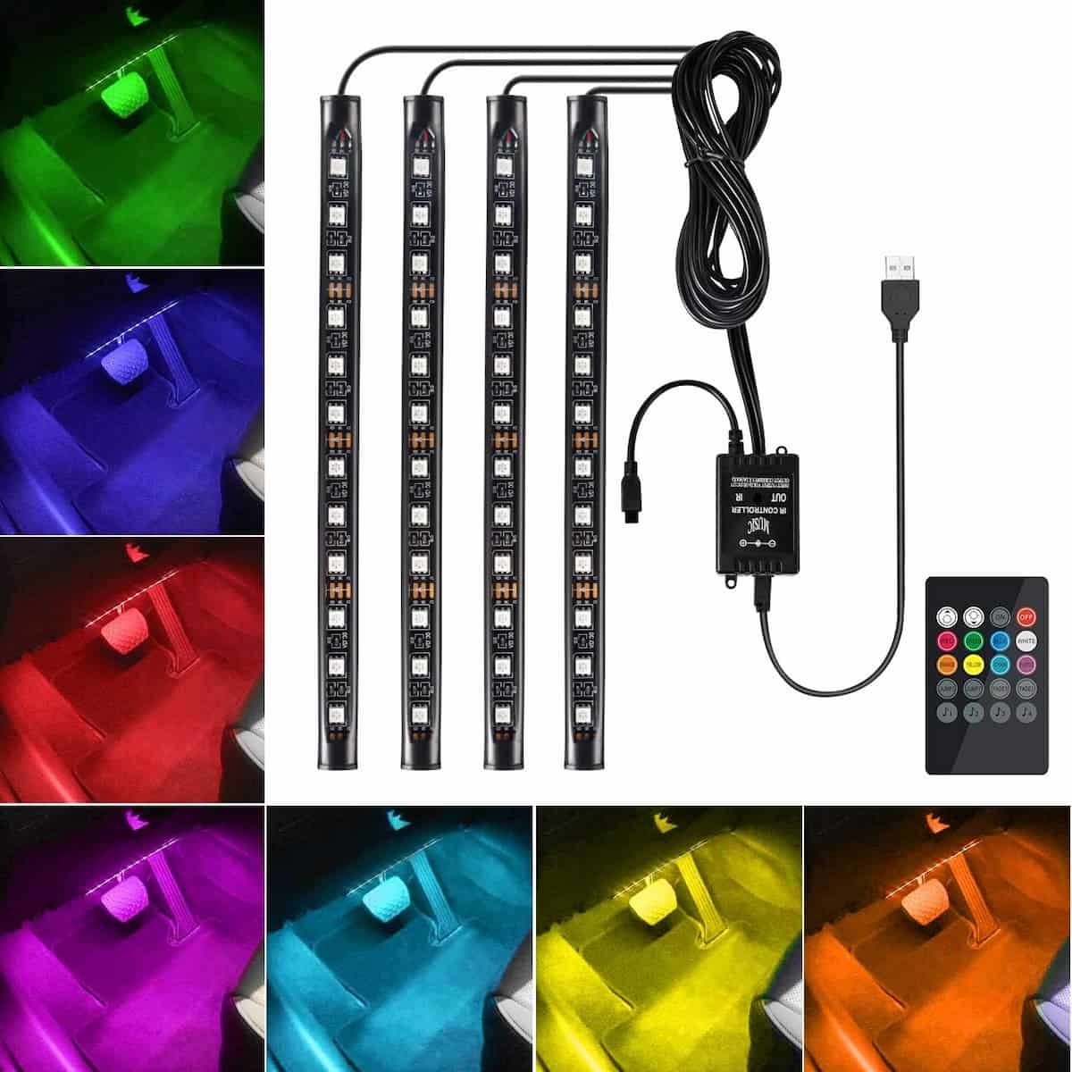 Favoto 4x12 Iluminación LED Ambiente Coche