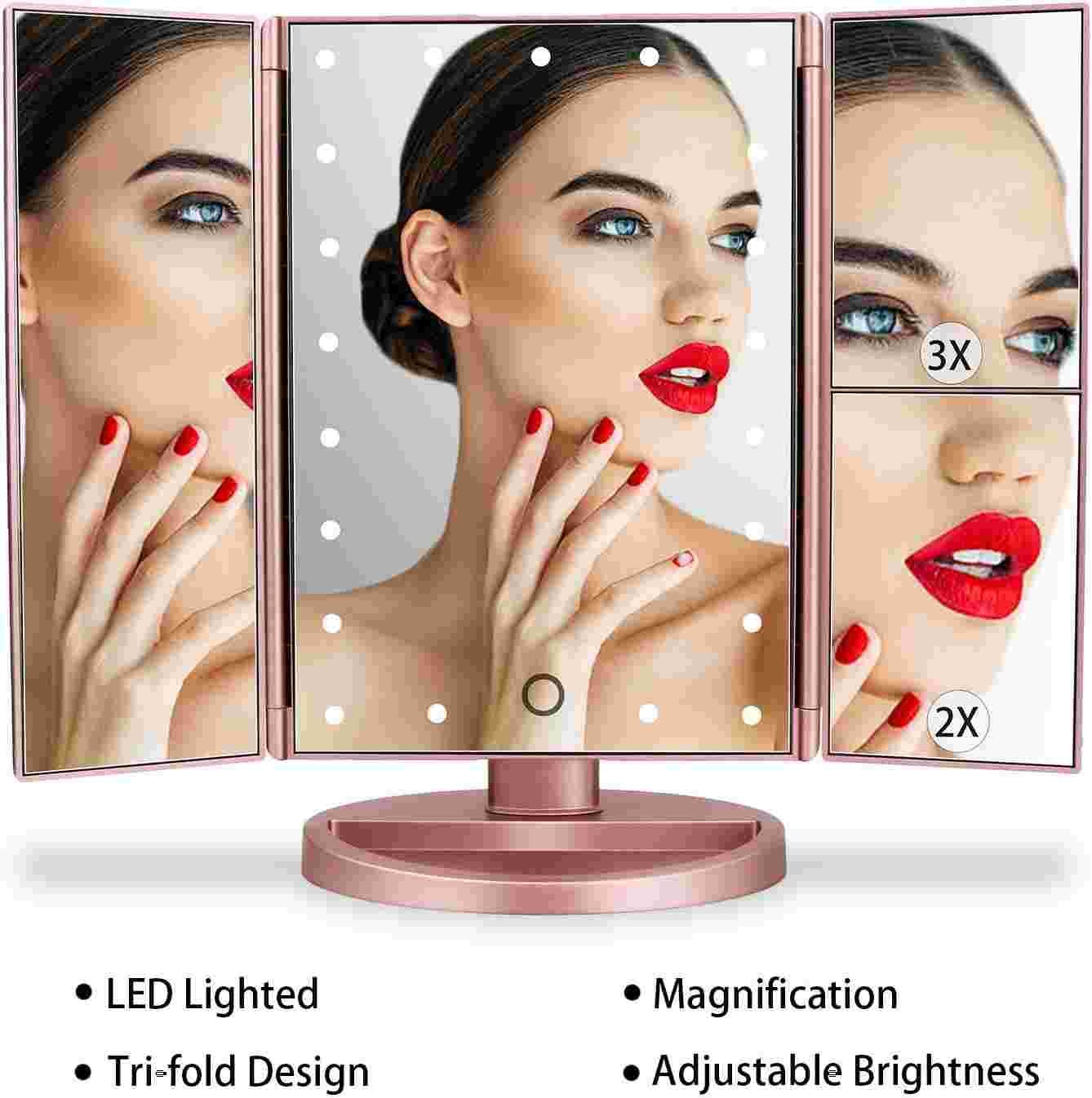Espejo de luz para maquillaje tríptico de la marca Deweisen