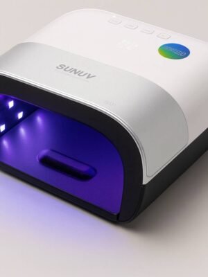 14- Lámpara de uñas Sunuv IA B089Q9NW11 Lámpara de uñas Sunuv blanca, detalle plateado