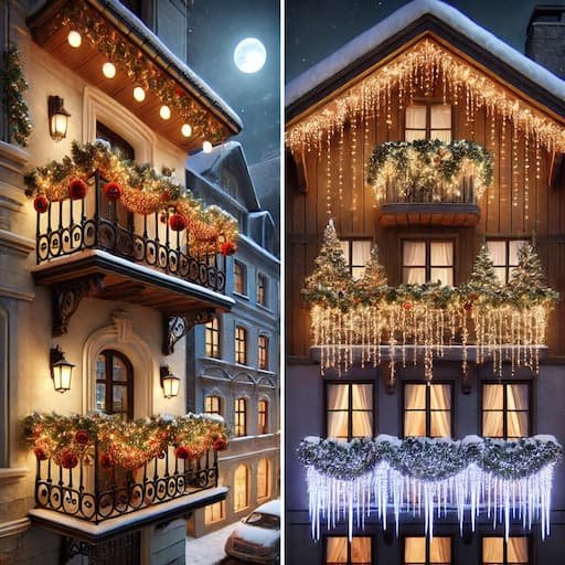 2 opciones de luces de Navidad para balcones diferentes