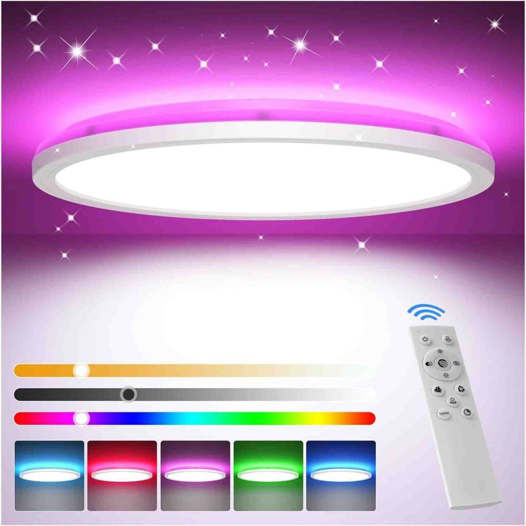 Lámpara habitación de la marca Tyreses control color de luces mediante mando a distancia