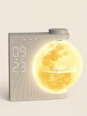 Lámpara de amanecer en forma de sol pequeño, de la marca Inssisain, marcando la hora 9:23