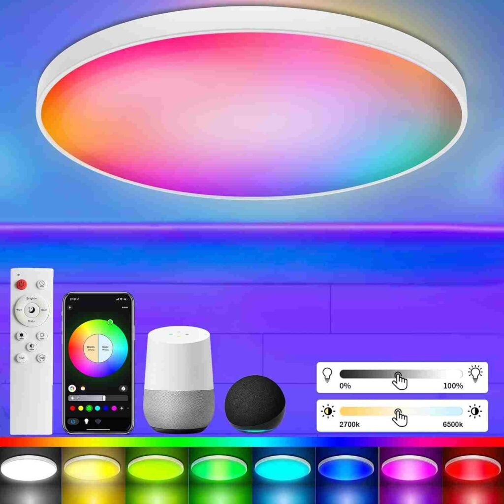 Lámpara habitación de la marca Taipow con varias opciones de control como mando a distancia, Alexa, App y smartphone (no incluido)