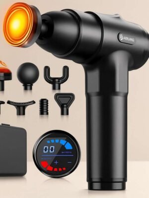 Pistola para masaje cervical y corporal, junto con sus accesorios, de la marca Aerlang