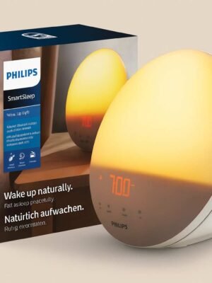 Lámpara de amanecer de la marca Philips, junto con su caja presentación
