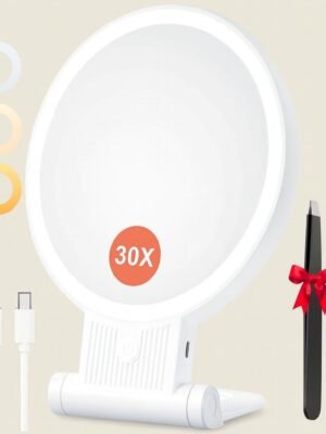 Auxmir Espejo de maquillaje IA B0D66WFKCF Espejo de maquillaje de la marca Auxmir, redondo de color blanco