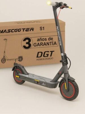 Patinete electrico Mascooter IA B0DJ34VSZ2 Patinete eléctrico de la marca Mascooter junto con su caja presentación